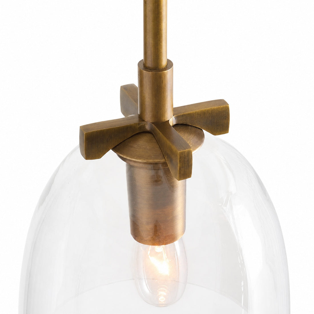 Auria Metal Brass Pendant Lighting - Vintage Finish with Glass Shade