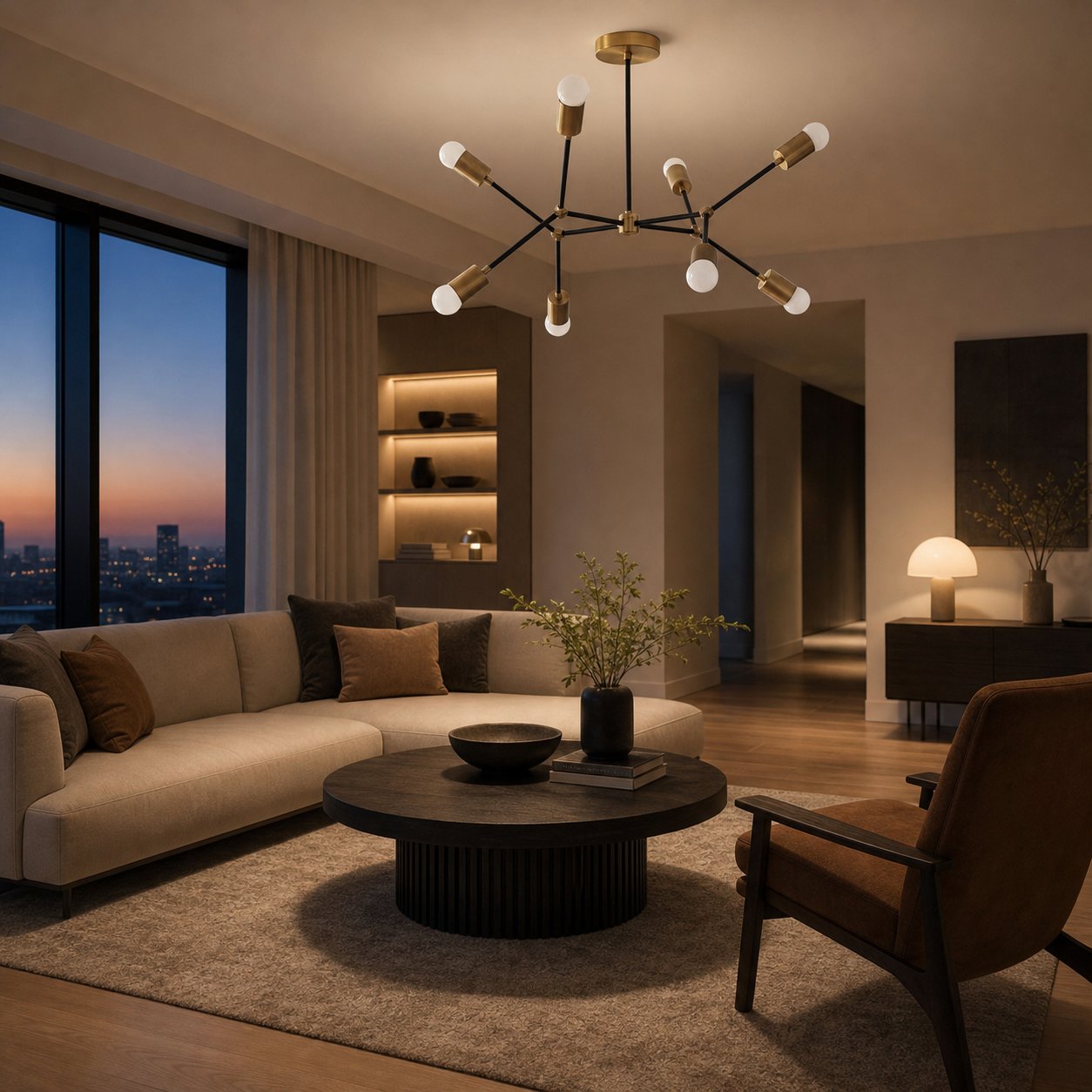 Mobilux Line Mobilux Line Modern Geometric Chandelier - Brass Ceiling Light Fixture