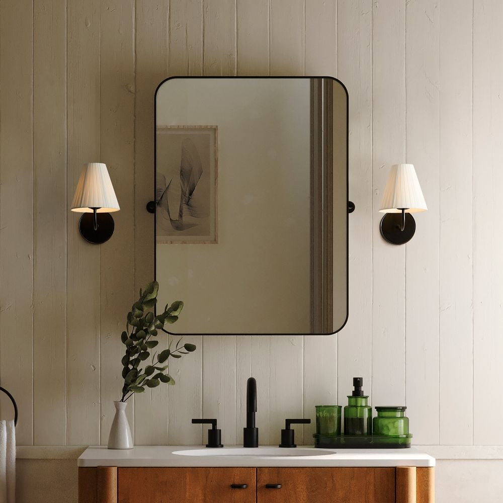 Fibura Sleek Metal Linen Shade Wall Light - Wall-Mounted Art