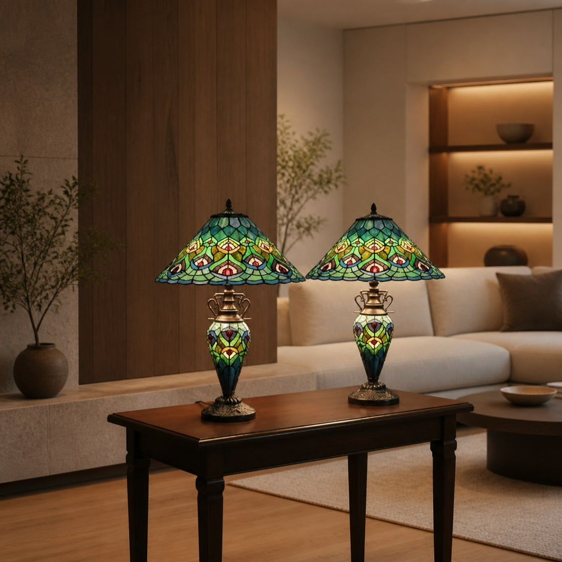 TF Oldbury Desk Lamp - Handcrafted Stained Glass Lamp for Bedroom Reading