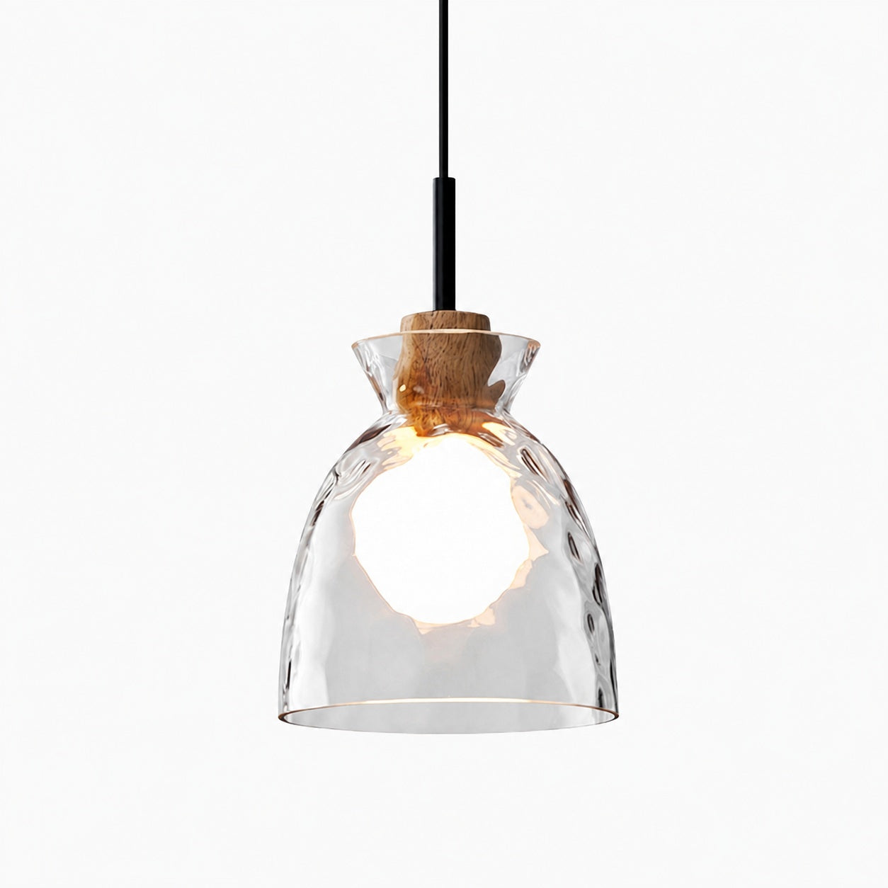 Quenora Ripple Pendant Light – Rippled Glass Shade Hanging Lamp for Dining or Kitchen U23