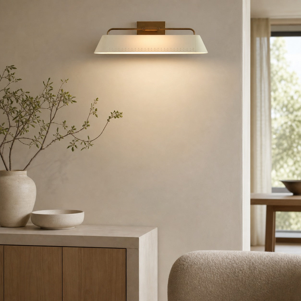 Libris Wall-Mounted Picture Light - Modern Steel Frame with Soft Sand Shade for Entryway & Dining