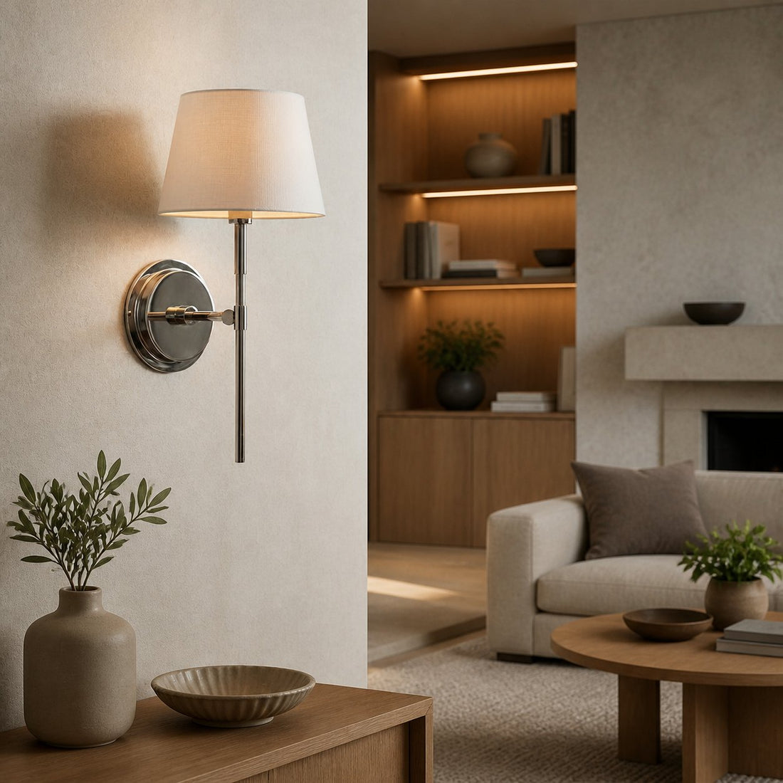 Cremaris Metal Wall Light with Fabric Shade - Timeless Sconce for Interior Lighting