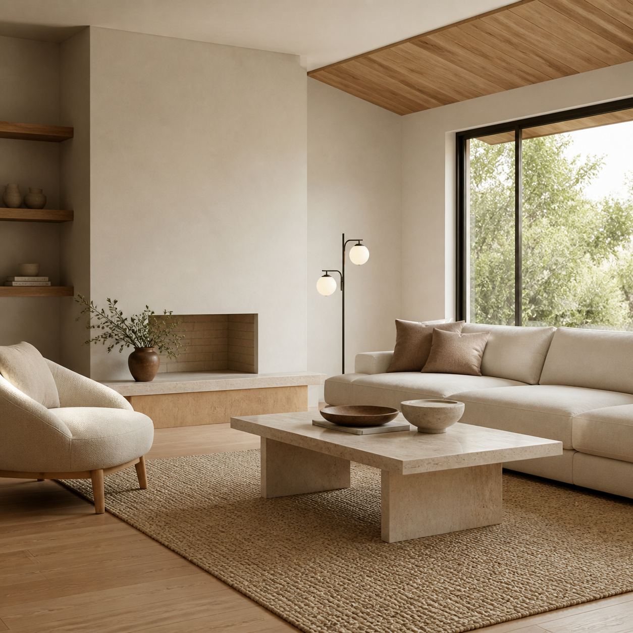 Zirvos Pendant with Frosted Opal Globes and Brushed Brass Frame for Living and Dining