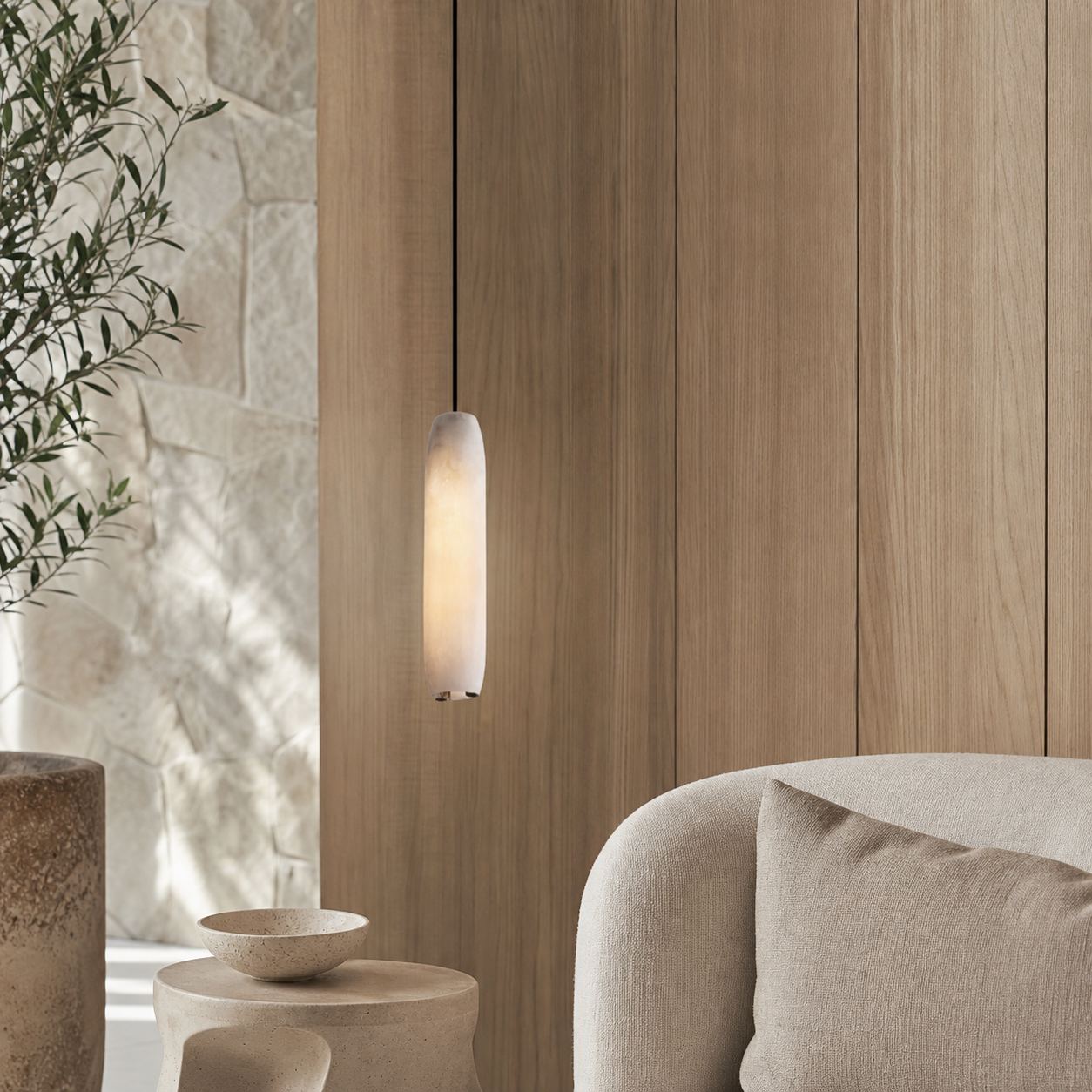 Alabaster Flute Pendant Light