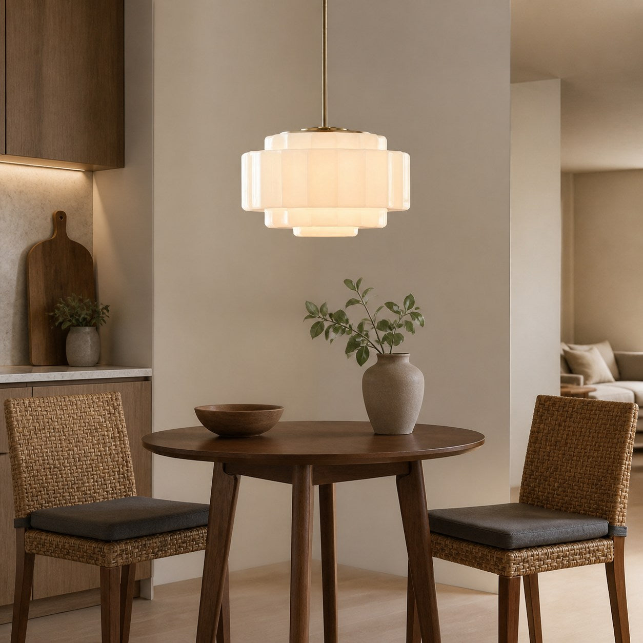 Vexrona Glass Pendant Lamp - Elegant Adjustable Metal Hanging Rod for Living Room and Bar