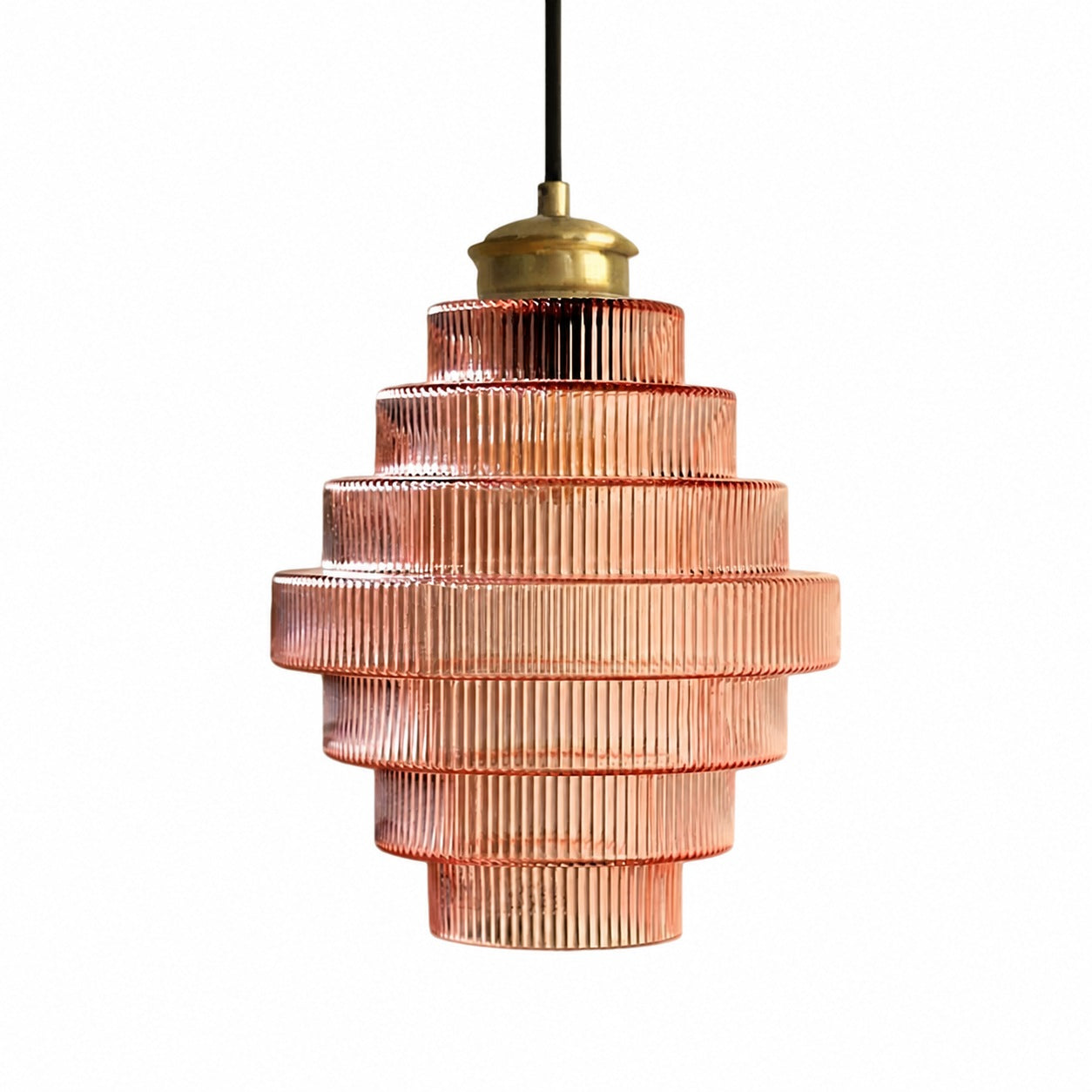 Bottis  Striped Glass Bottle Pendant Lamp with Artistic Vertical Shade U19