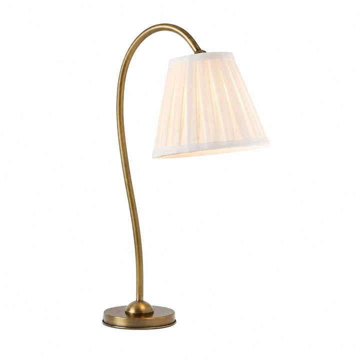 Luvora Brass Table Lamp - Textured Pleated Shade Light in Farmhouse Style