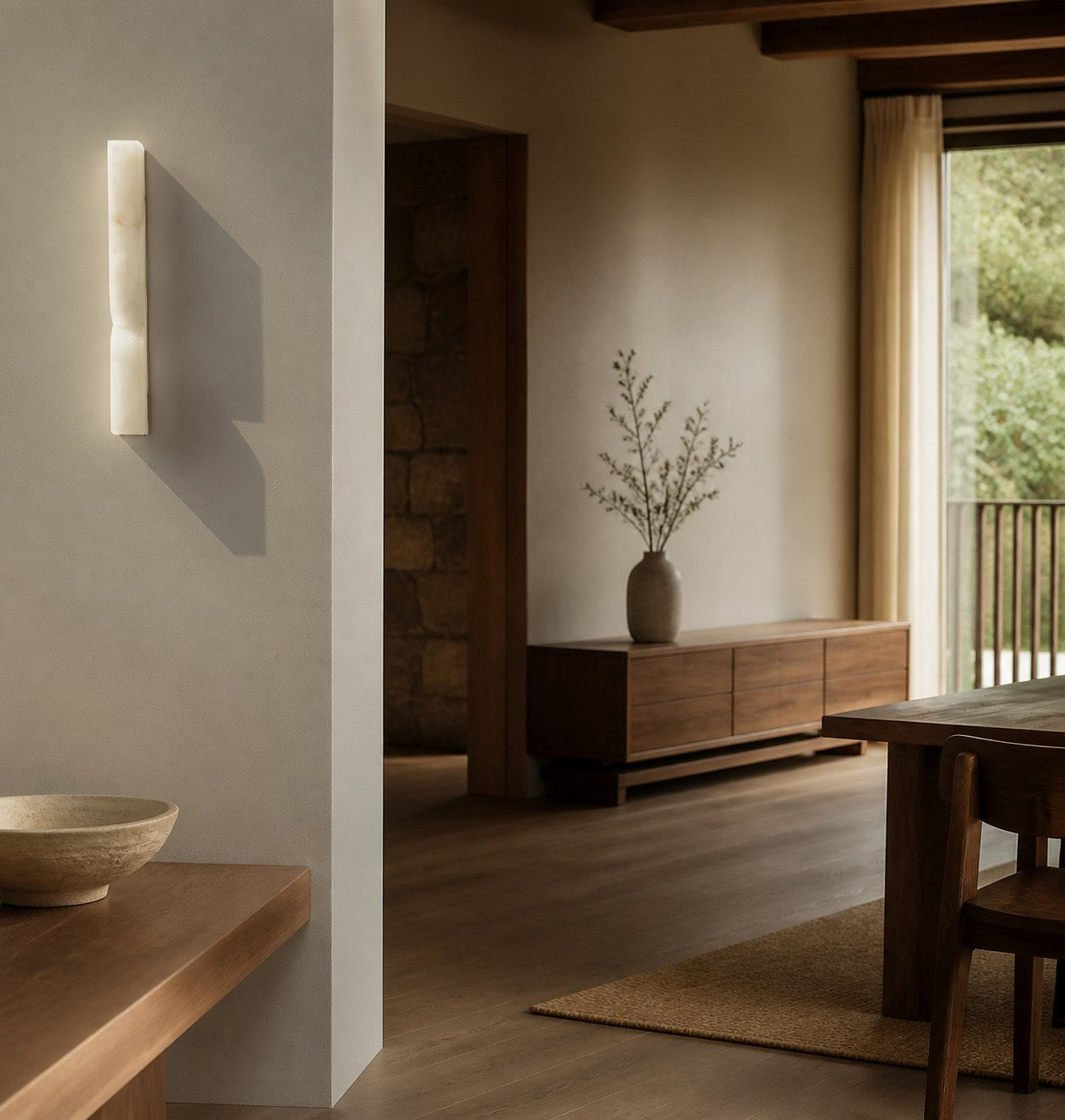 Modern Rectangular Alabaster Wall Lamp – Minimalist Sconce for Bedroom Hallway Living Room