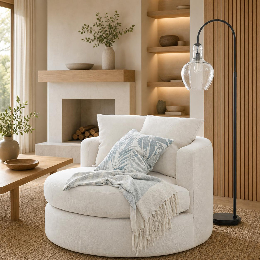Lawson Recycled Glass Floor Lamp - Unique Brass Finish Aluminum Lighting
