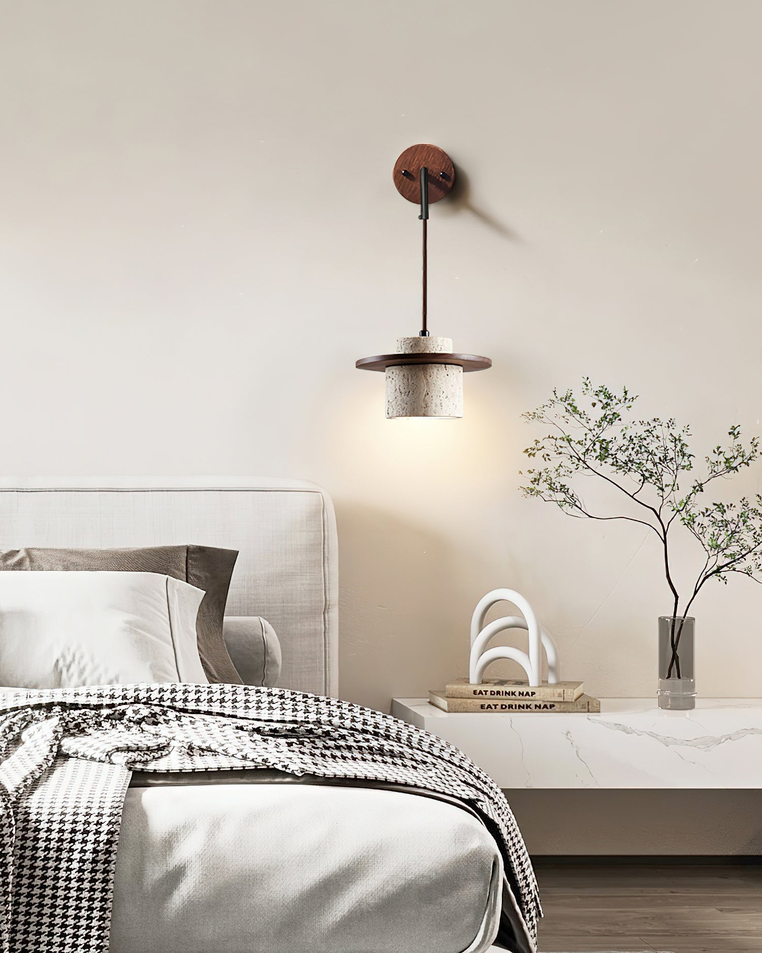 Retro Wabi Sabi Textured Travertine Wall Lamp