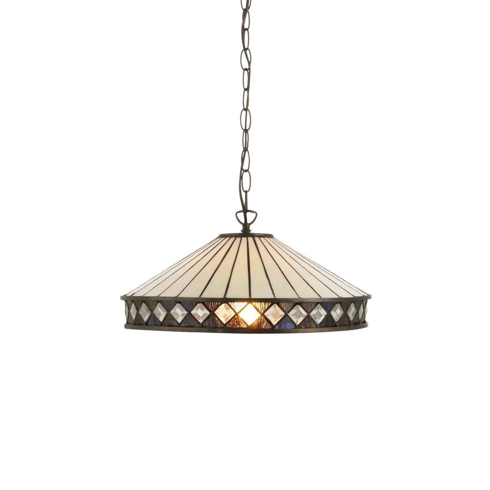 TF Fargo Pendant Light - Tiffany Style Lighting with an Art Deco Shade and Adjustable Chain
