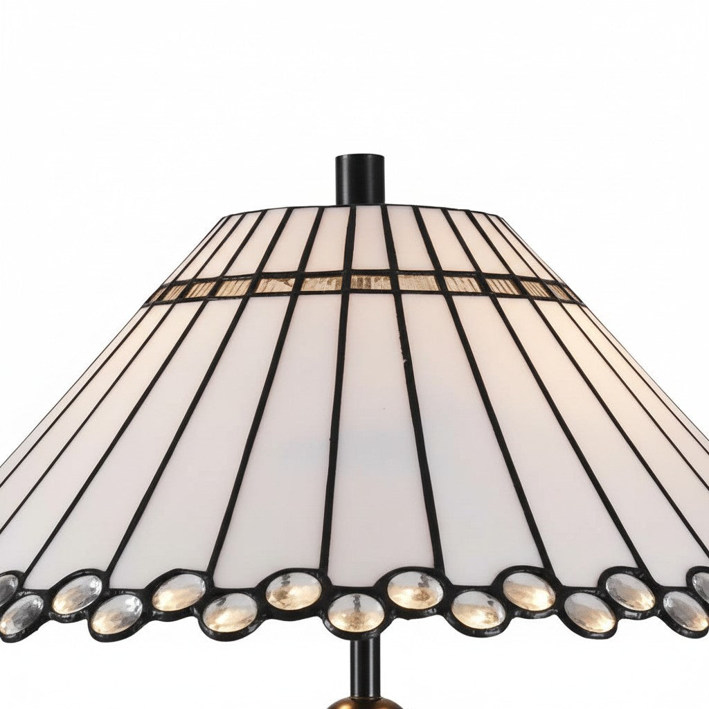 TF Allanton Tapered Table Lamp - Vintage Geometric Glass for Bedside and Study