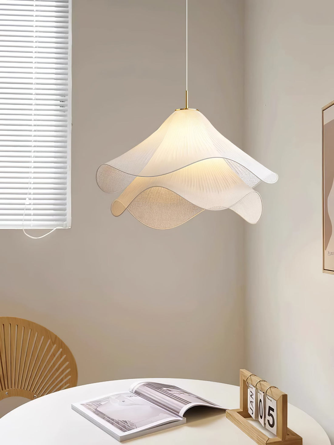 Ethereal Bloom French Floral Pleated Fabric Pendant Light