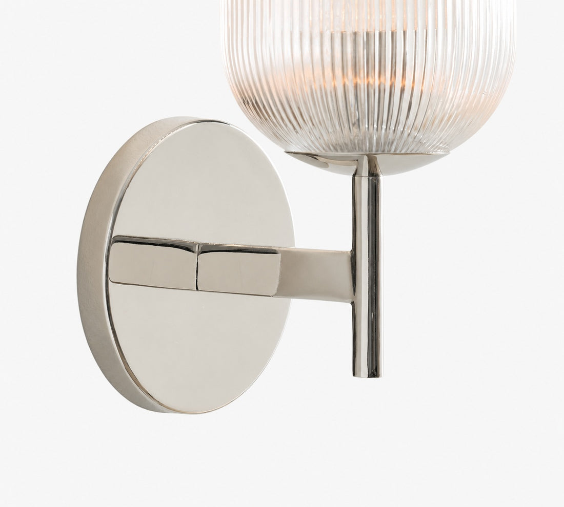Bravira Ribbed Glass Sconce - Metal Wall Light with Clear Glass Shade