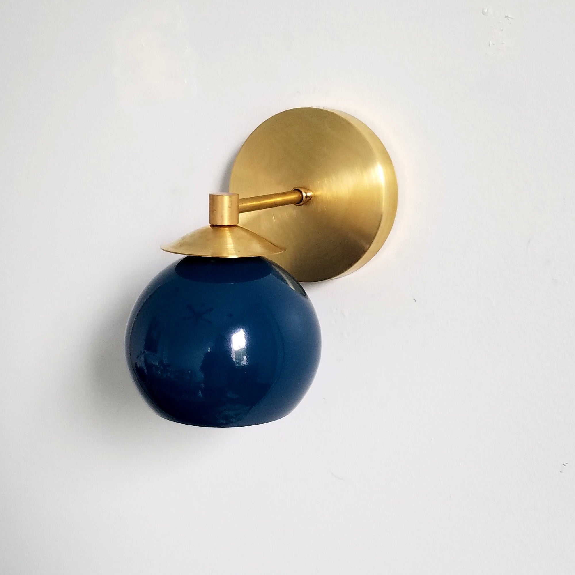 Mid-Century Wall Sconce - Brass Accents with Metal Shade Options