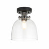 Ravion Knurled Chrome Ceiling Light Industrial Glass Shade - Living Room