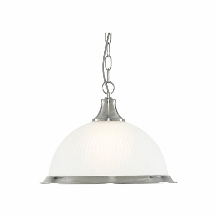 TF Vintora Ribbed Glass Pendant Light – Elegant Metal Trim for Kitchens, Dining Areas and Hallways