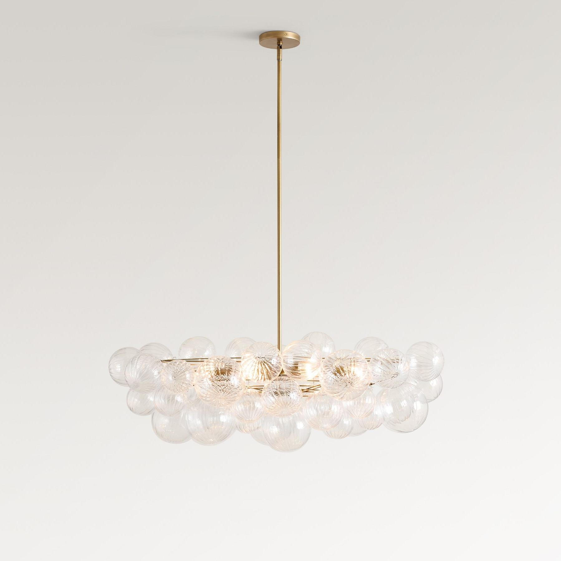 Bravira Vintage Brass Bubbled Glass Chandelier Ambient Lighting for Living Rooms and Commercial Spaces