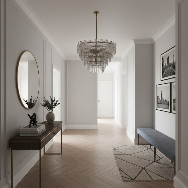 Lumvey Round Chandelier – Vintage Tiered Glass Inspired Metal Frame for Dining Room & Foyer