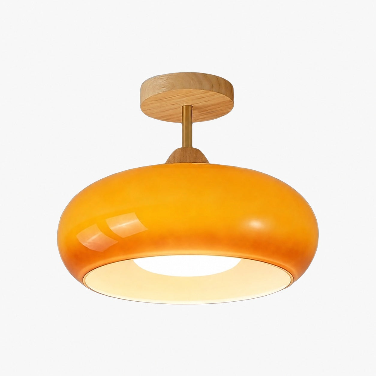 Bauvia Vintage Bauhaus Glass Ceiling Light – Modern Artistic Lamp with Wooden Base for Living Room N62