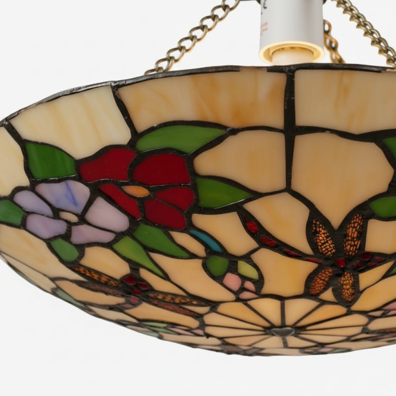 TF Butterfly Pendant Lamp - Decorative Stained Glass Pendant Light for Bedroom or Entryway