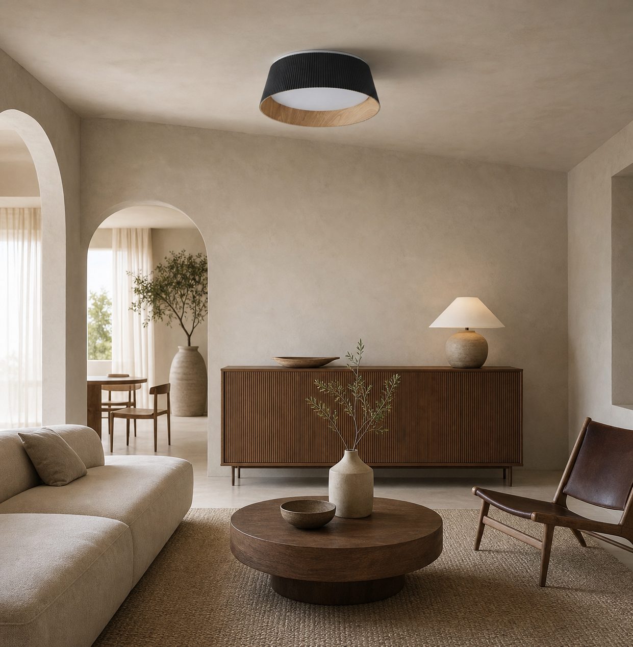 Ribravo Modern Ribbed Textured Shade Ceiling Lamp - Modern Minimalist Lamp for Living Room