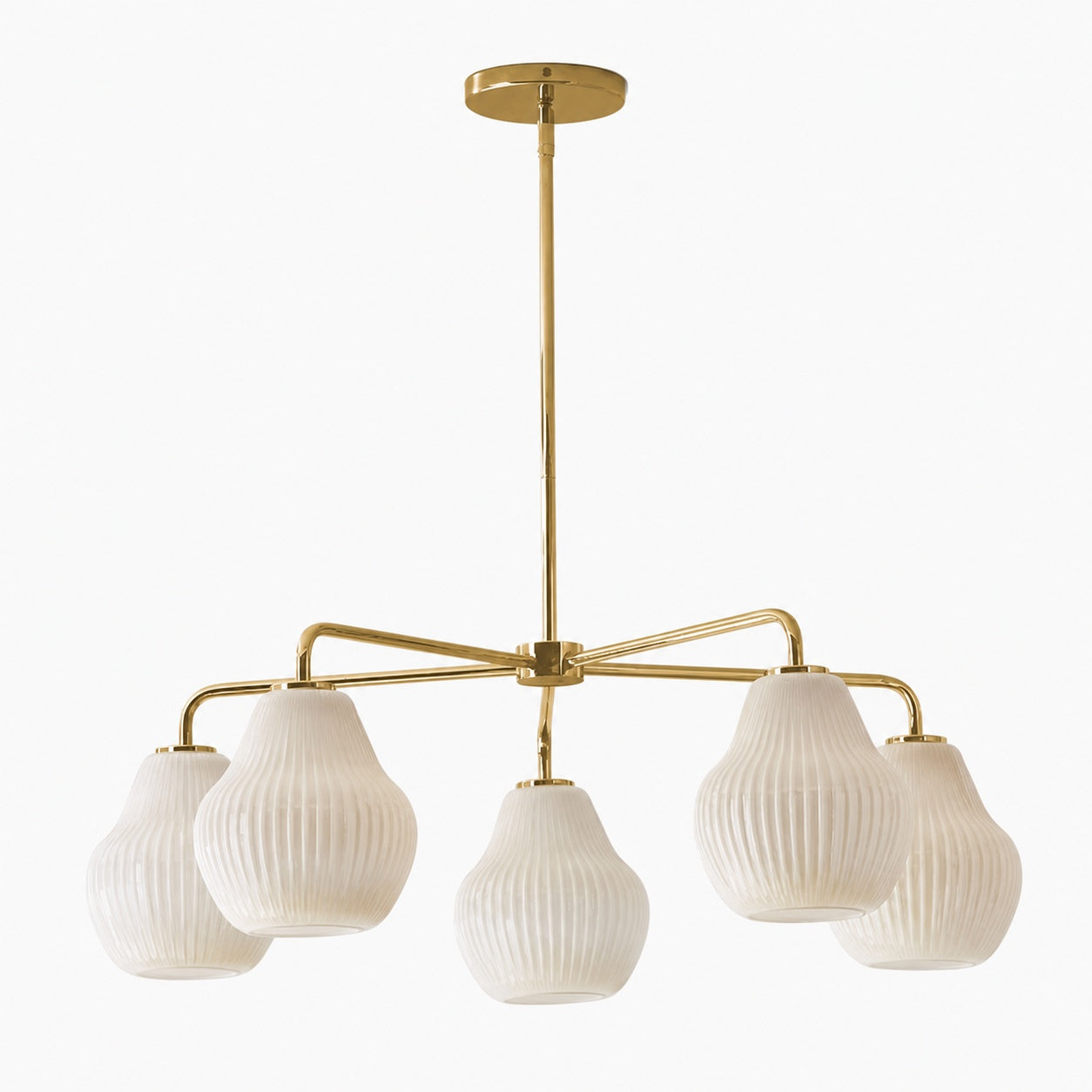 Rivrona 5-Light Chandelier for Entryway - Ribbed Glass Modern Lighting