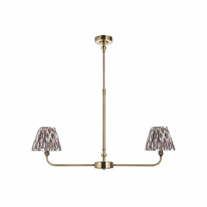 Zevatik Classic Ikat Patterned Fabric Chandelier - Metal Bracket Chandelier