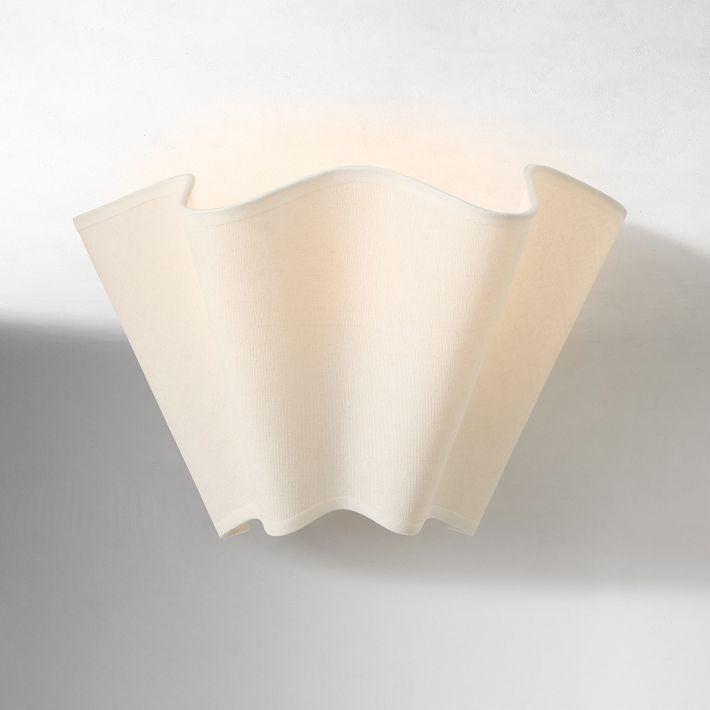 Oslan Modern Plug-In Sconce - Scalloped Ivory Linen Shade Wall Lamp