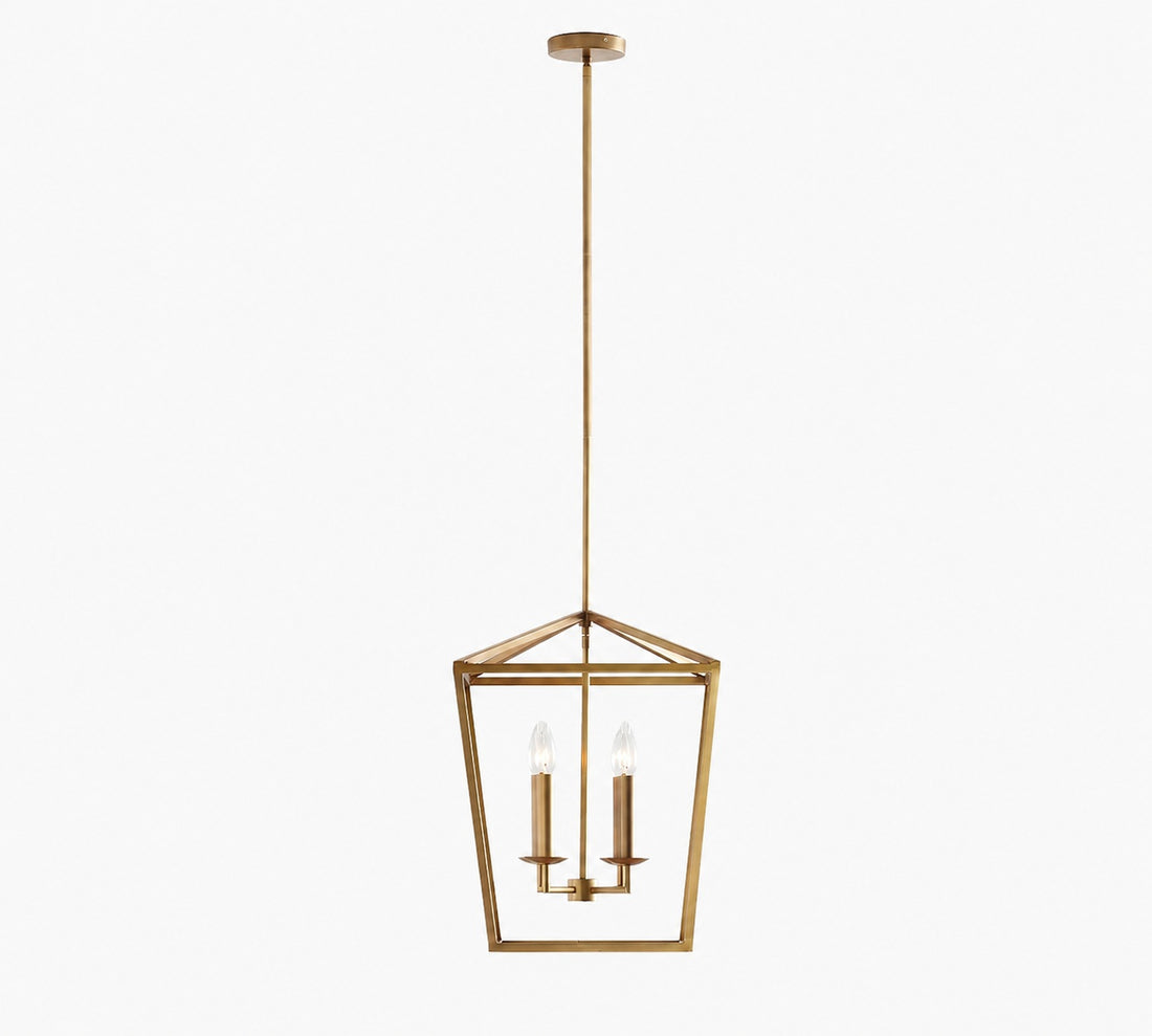 Rowan Bronze and Brass Lantern Pendant Light - Steel Hanging Ceiling Fixture