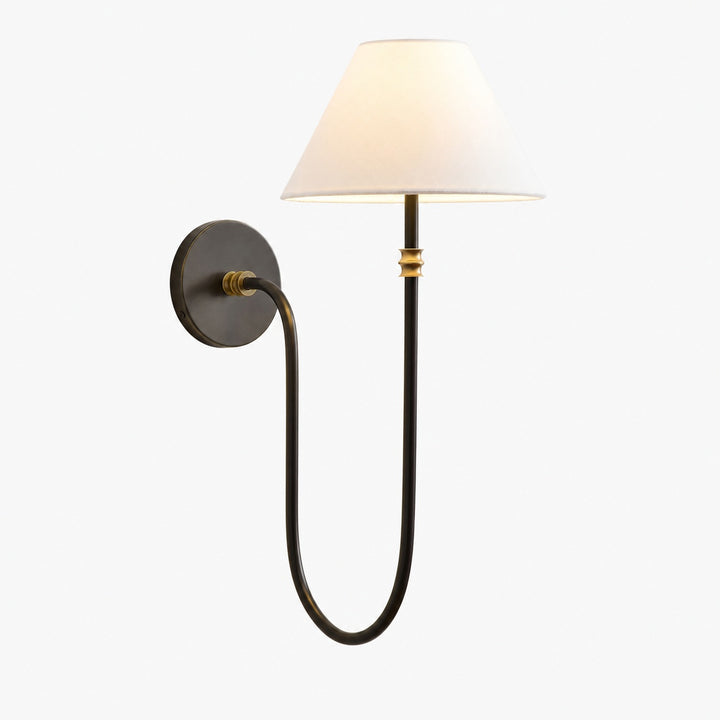 Calin Classic Sconce - Iron Wall Light with White Linen Shade