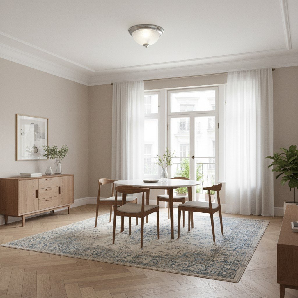 TF Vintora Modern Flush Ceiling Light – Ribbed Glass and Metal Trim for Kitchens or Hallways