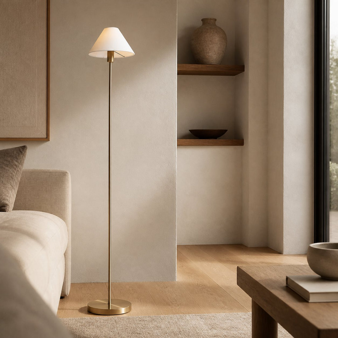 Diora Table & Floor Lamps - Linen Shade Modern Linear Style Sophisticated Accent