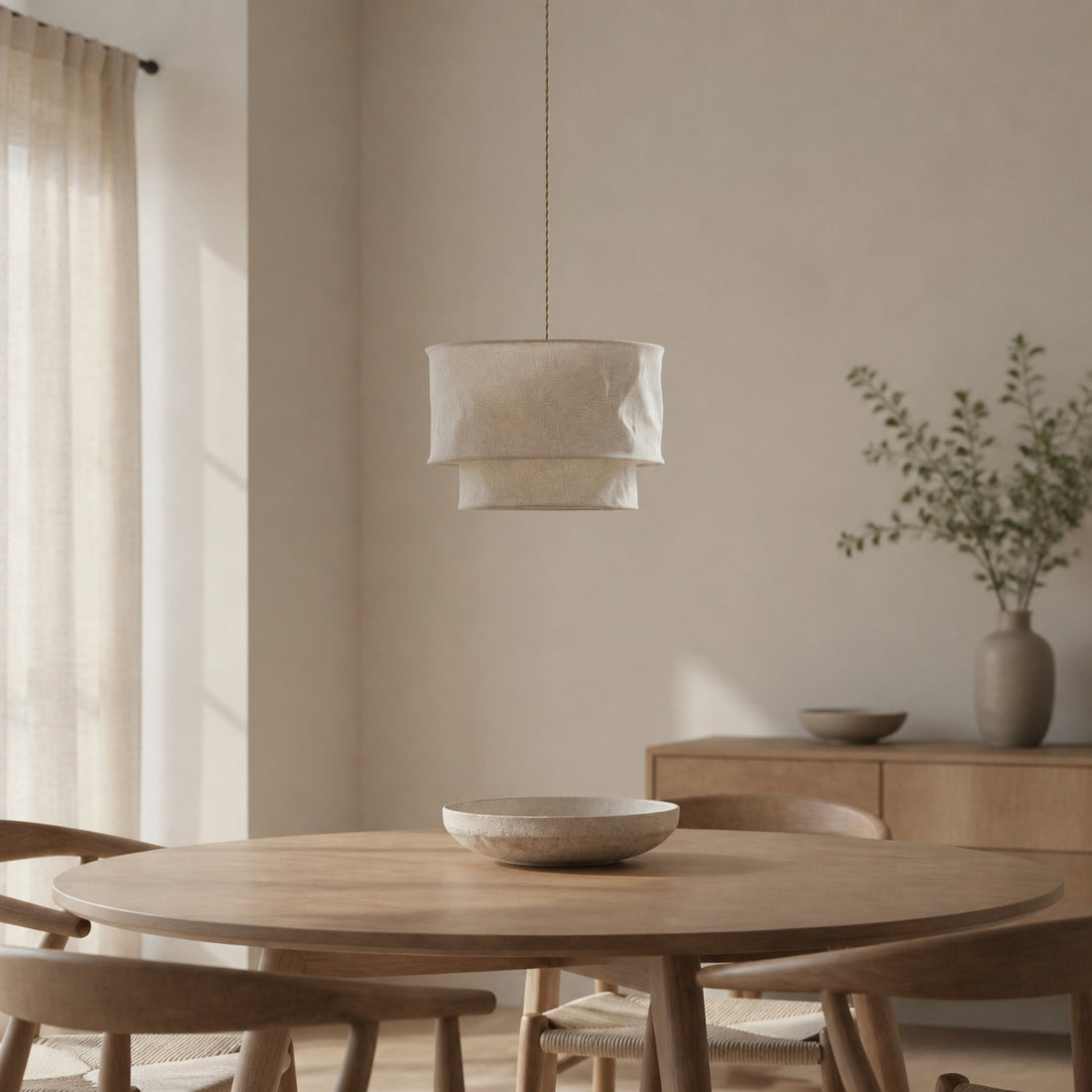 Aeroloom Organic Texture Pendant Lamp - Soft Layered Fabric Shade Modern Decorative Lighting for Any Room