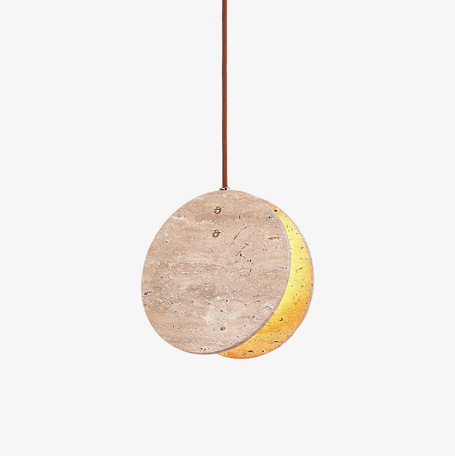 Stone Textured Disc Pendant Light