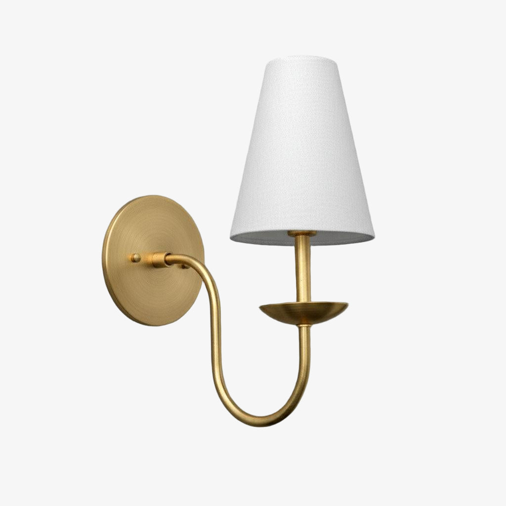 Curva Metal White Linen Sconce - Classic Brass Wall Light for Bedrooms
