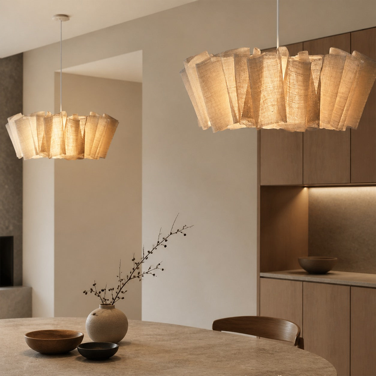 Nordic Linen Pleated  Fabric Pendant Light Lampshade