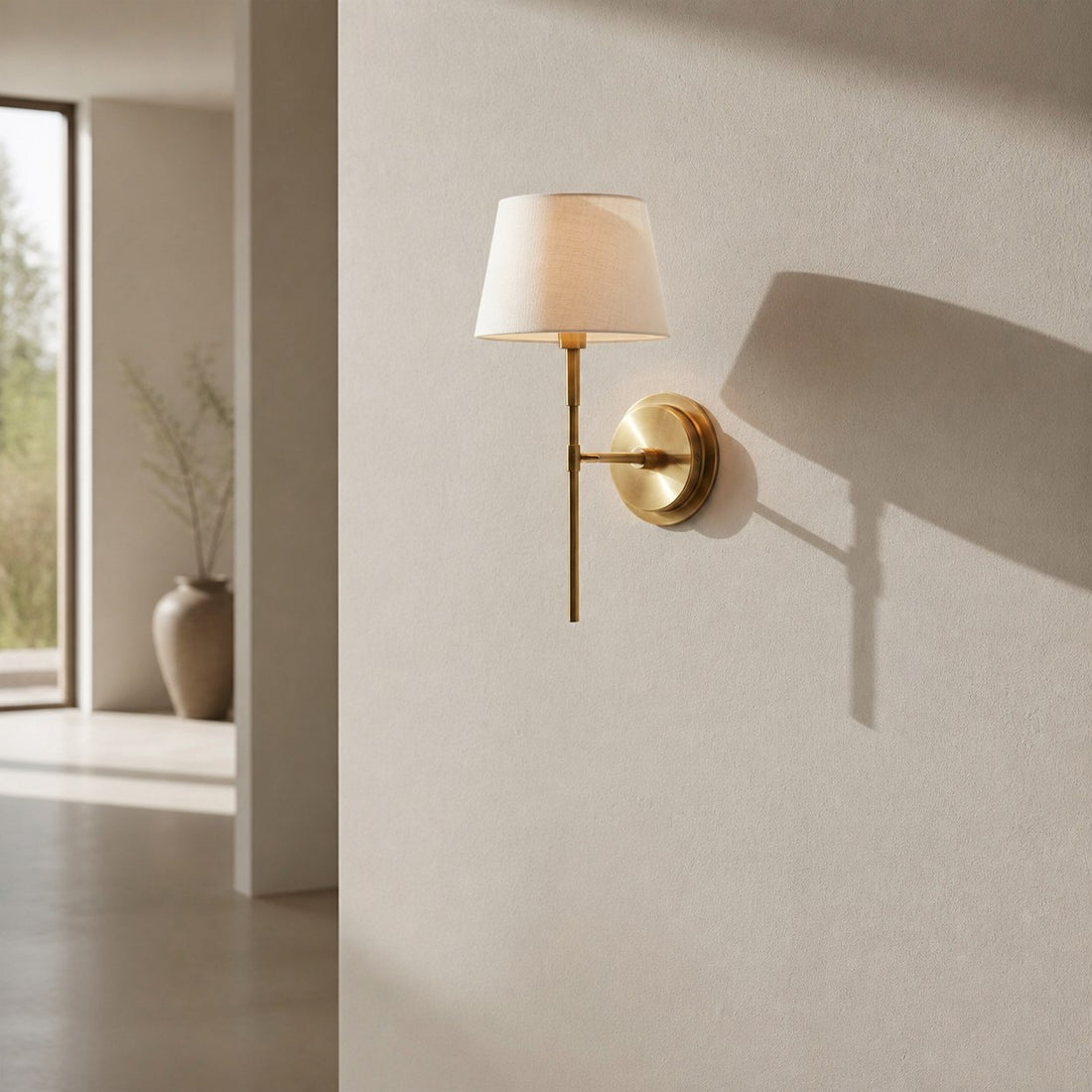 Cremaris Metal Wall Light with Fabric Shade - Timeless Sconce for Interior Lighting