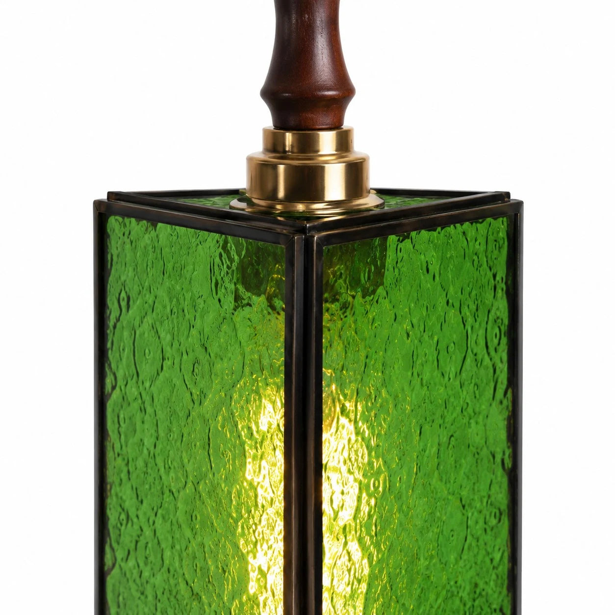 Green textured glass shade detail