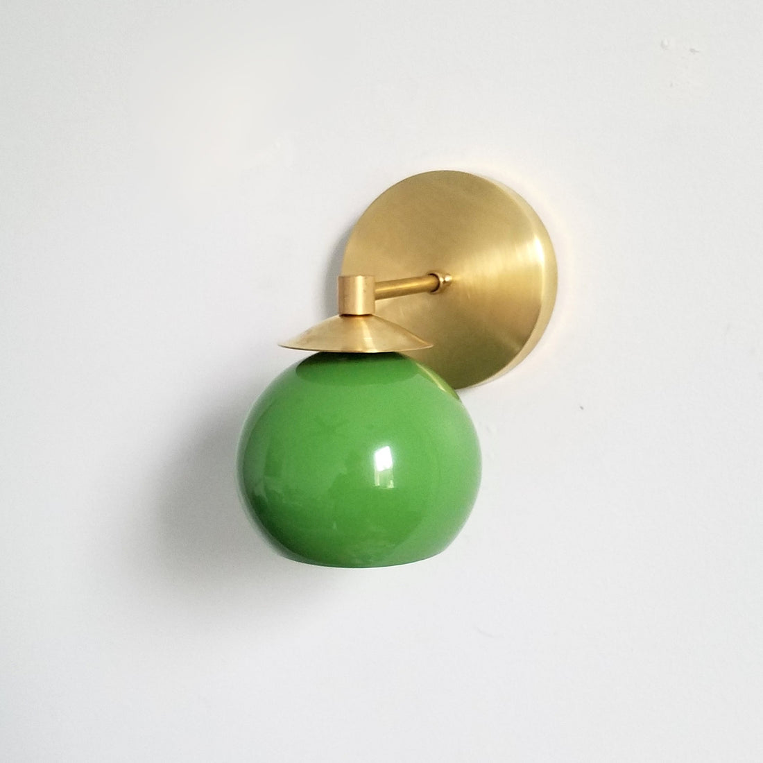 Mid-Century Wall Sconce - Brass Accents with Metal Shade Options