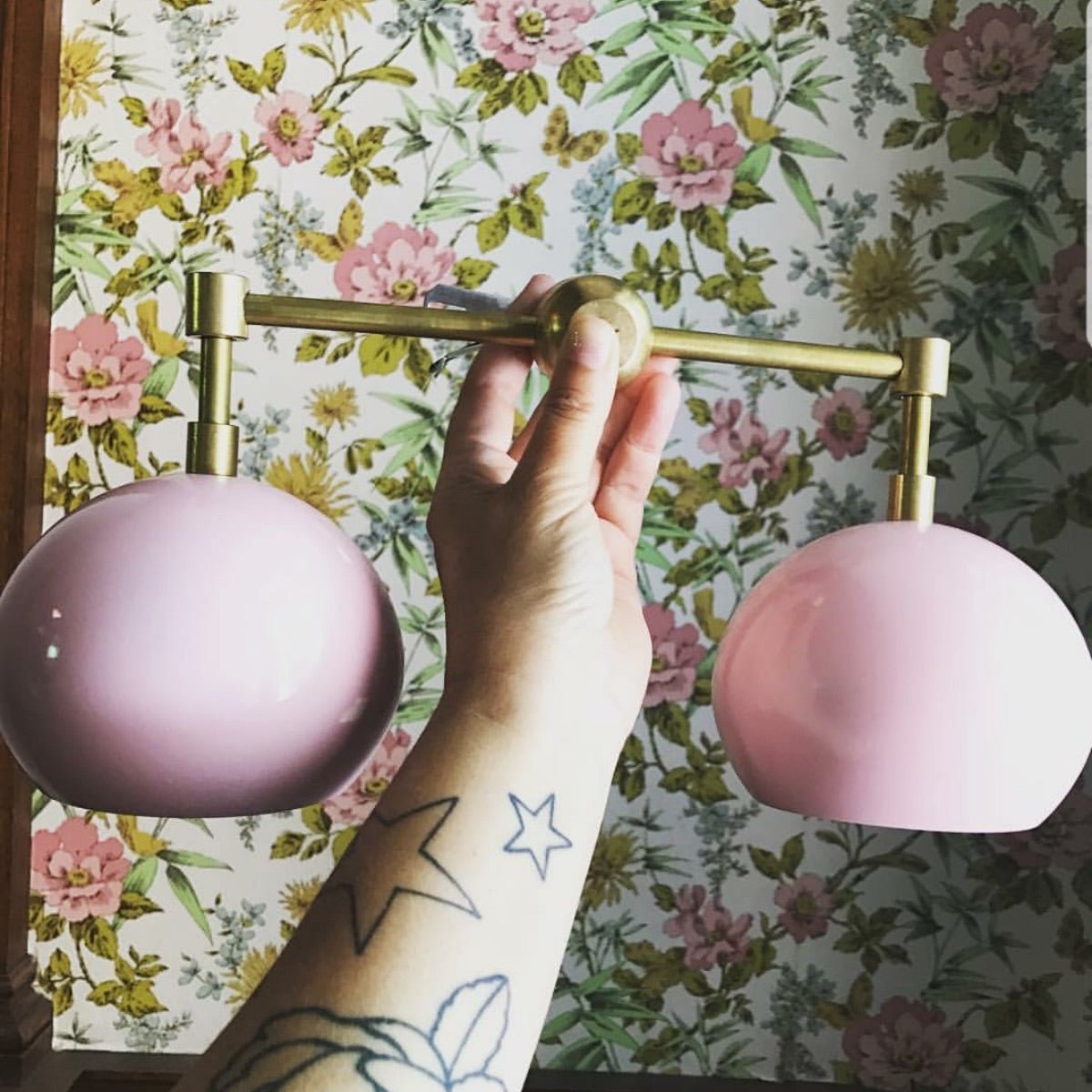 Doll Pink Wall Sconce - Double Head Globe-shaped Bath Wall Light