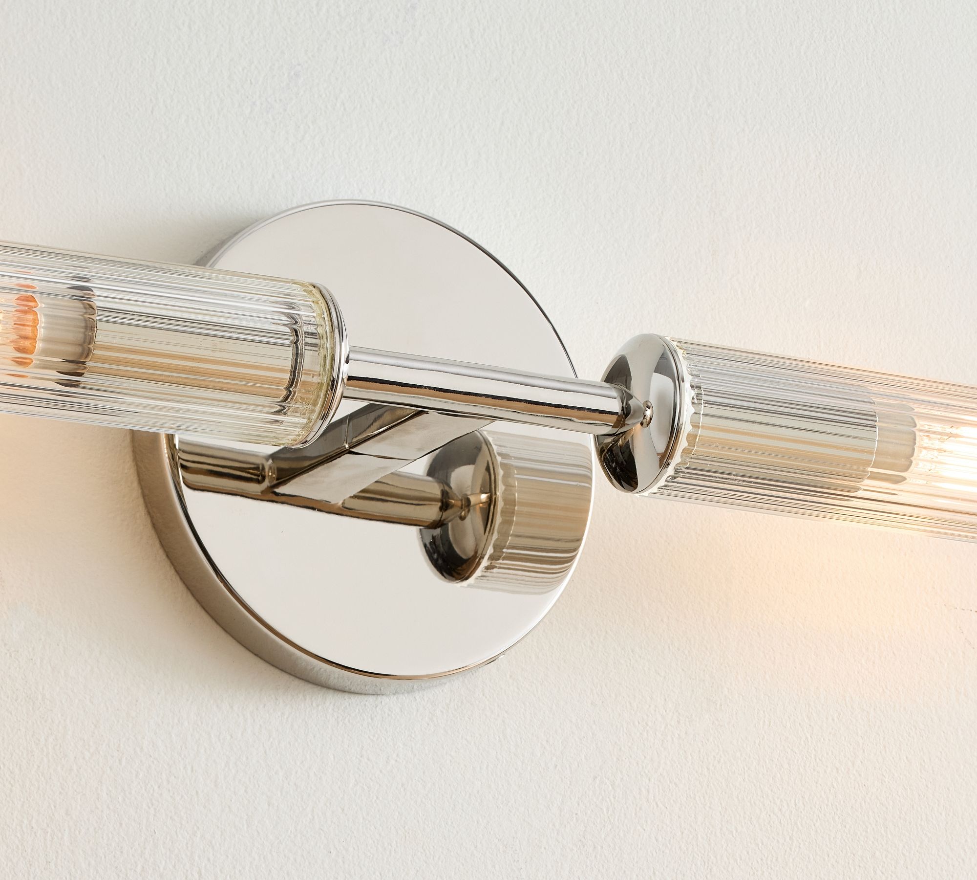 Bravira Ribbed Glass Wall Lamp - Tube Metal Light in Classic Finishes