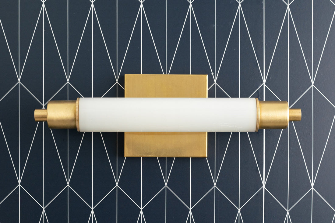 Ornato Luxe Modern Vanity Sconce - Art Deco Wall Light with Cylinder Shade