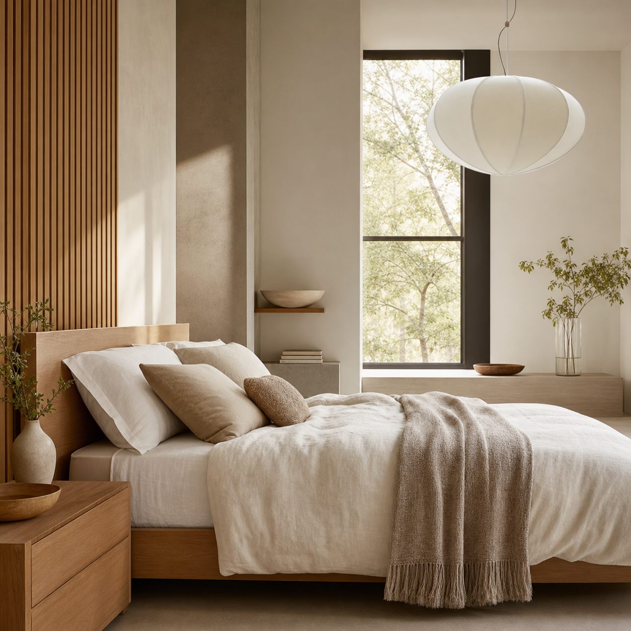 Alvian Pendant Light - Linen Shade with Adjustable Height for Cozy Dining
