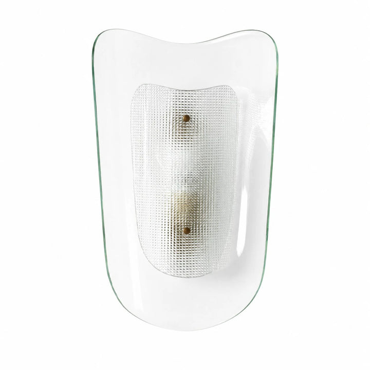 Clear glass wall sconce on a white background