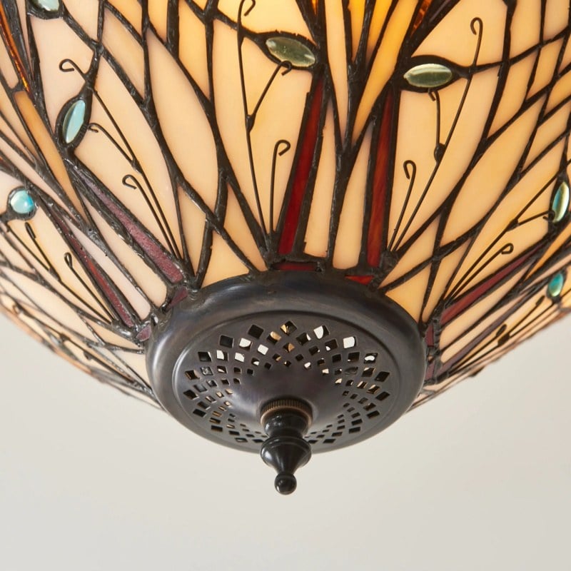 TF Hector Ceiling Light – Handcrafted Stained Glass Design Semi‑Flush or Pendant Fixture for Home