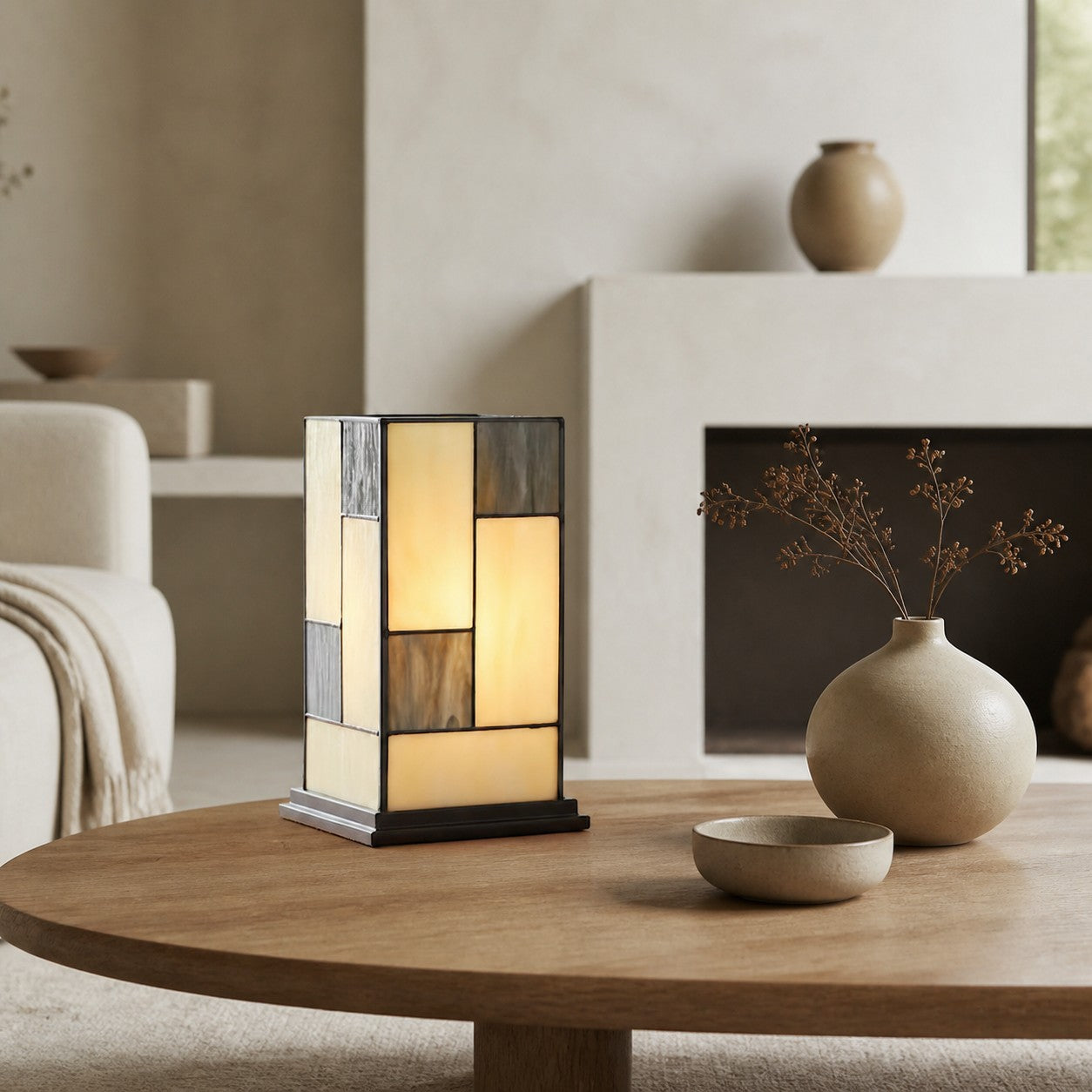 TF Manchester Square Table Lamp - Classic Glass for Living Room and Bedroom