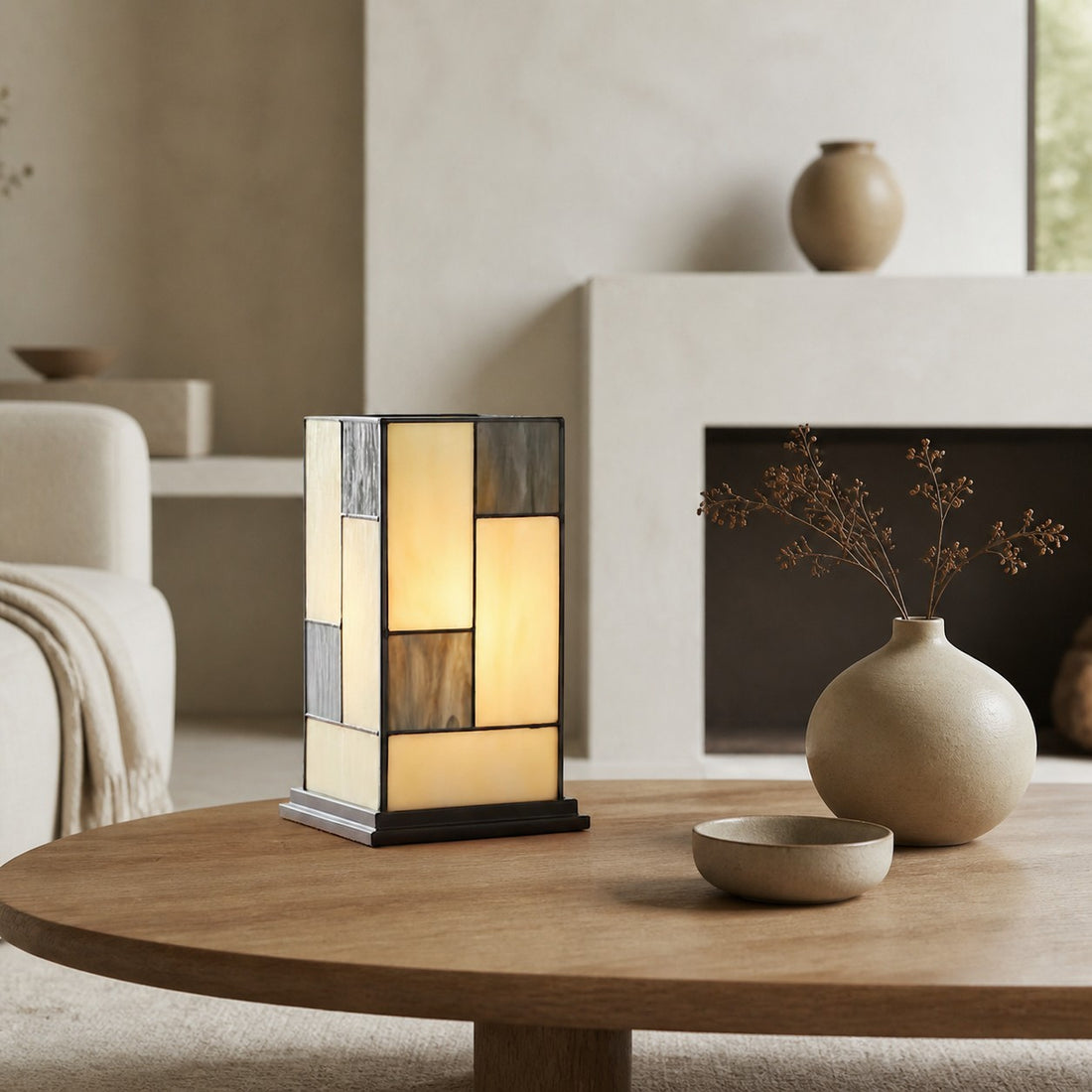 TF Manchester Square Table Lamp - Classic Glass for Living Room and Bedroom
