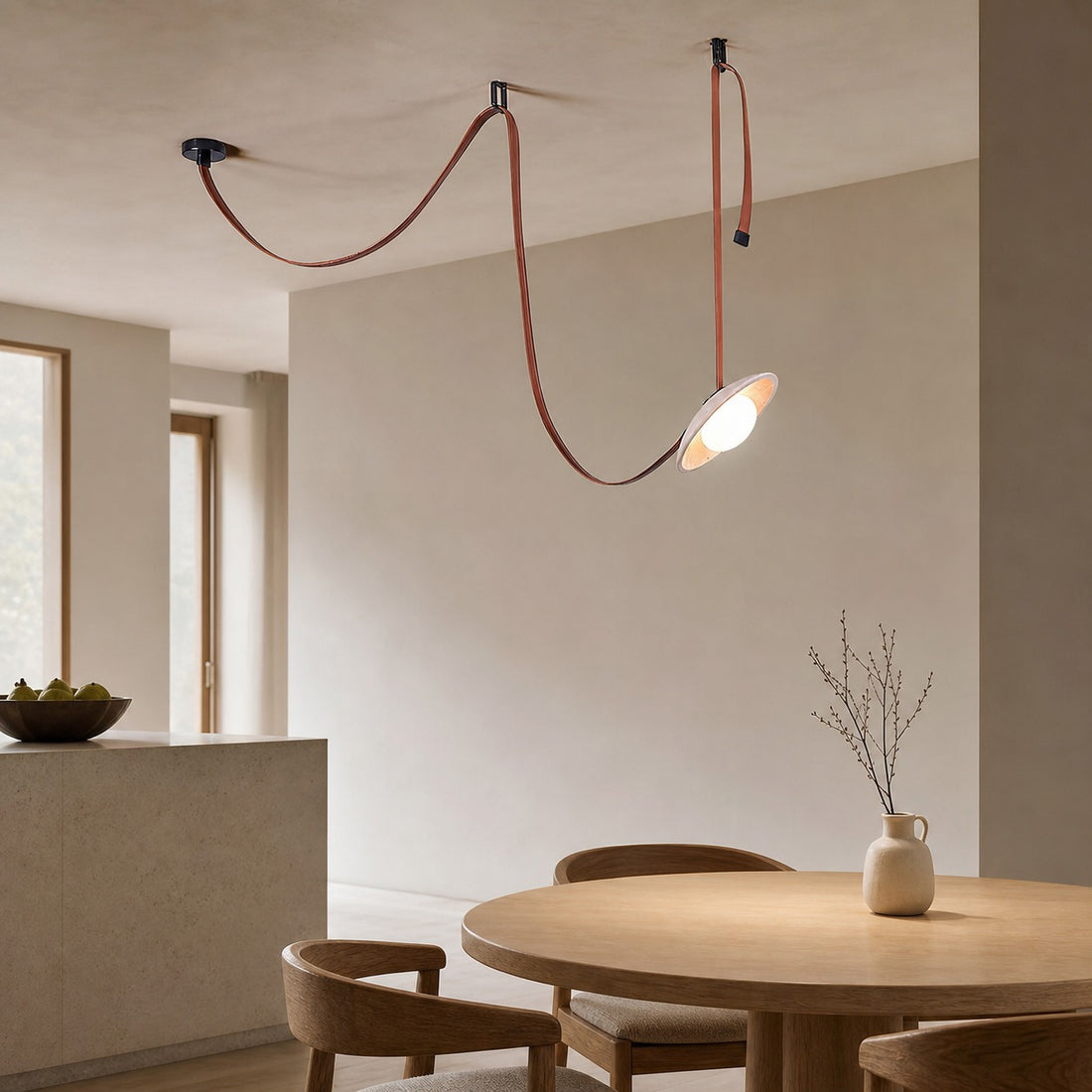 Light Rail Leather Pendant Lamp